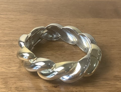 Gold_Silver Tone Braided Hinged Cuff Bangle Statement Bracelet Size 6