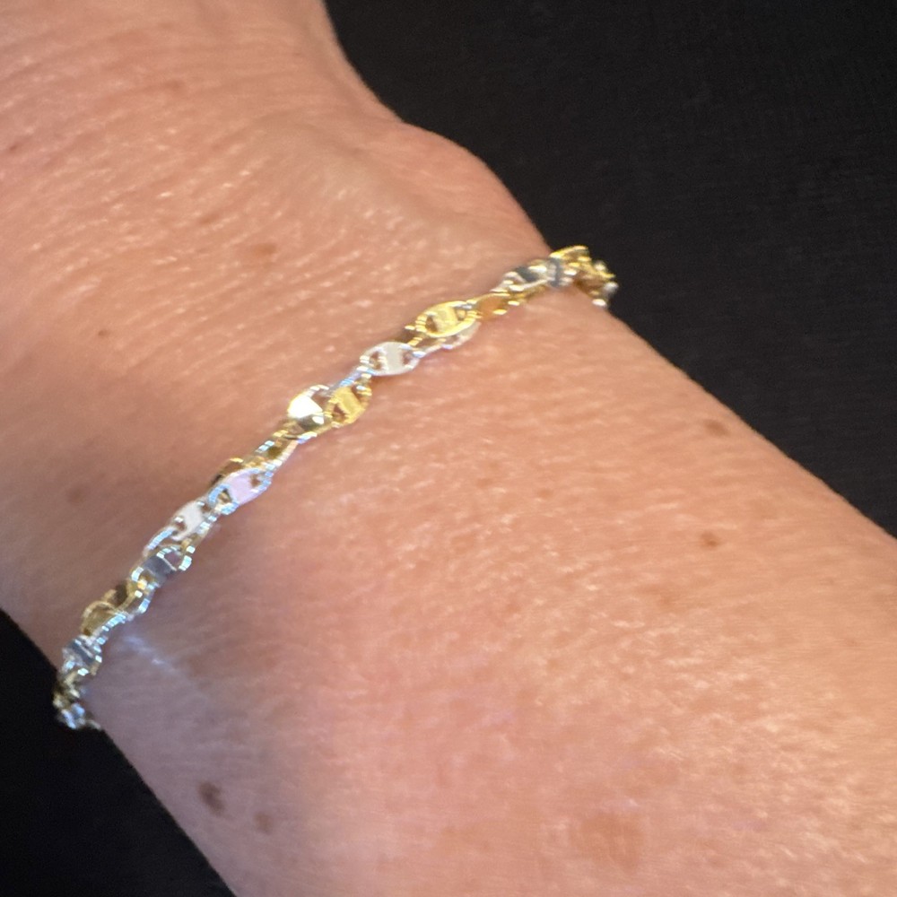 Gold & Silver Figure 8 Chain Link Bracelet, Spring Ring Clasp