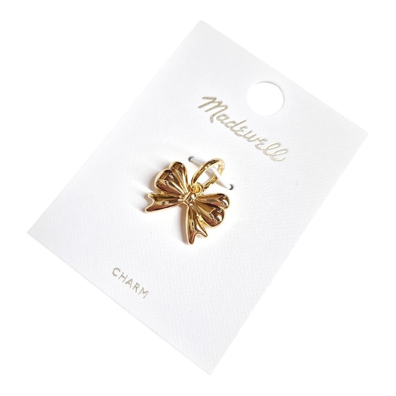Madewell Bow Shaped Charm Antique Gold Brass Nickel Safe NY798 New with Tags gallery