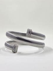 Emma Skye Crystal Coil Wrap Silver Tone Bracelet 7-3/4″ DSMK S. STEEL