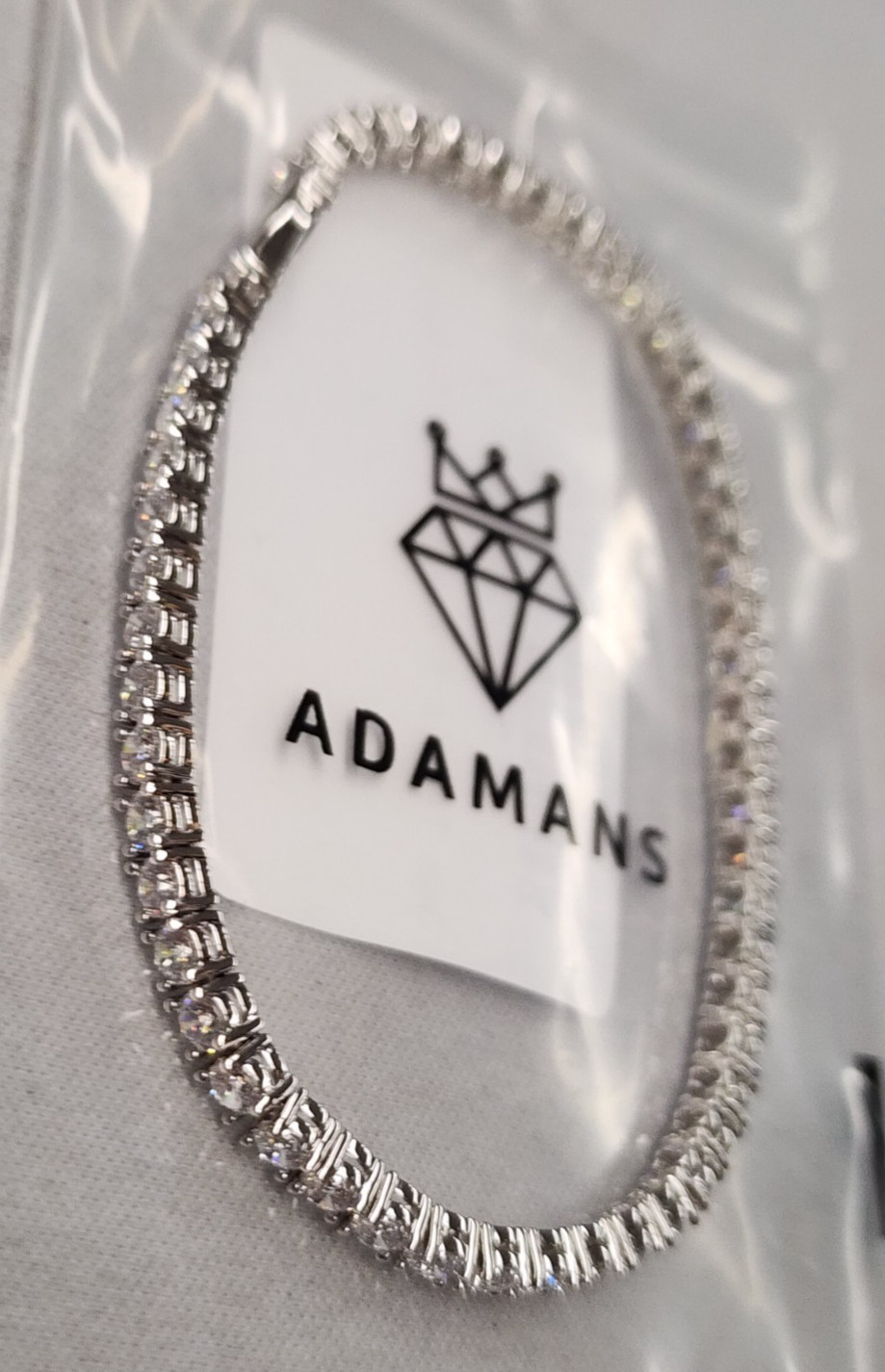 Adamans 14K White Gold Plated 3mm Simulated Diamond Tennis Bracelet 7" gallery