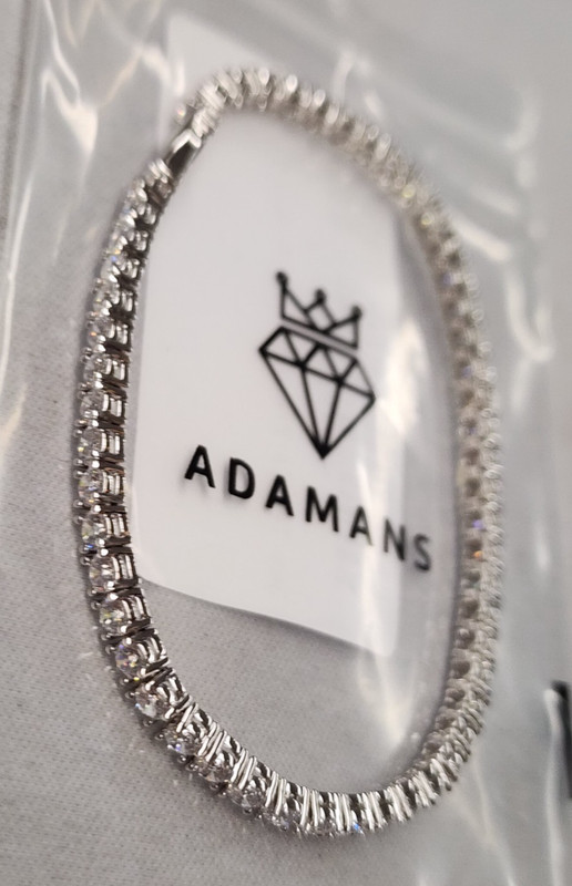 Adamans 14K White Gold Plated 3mm Simulated Diamond Tennis Bracelet 7" gallery