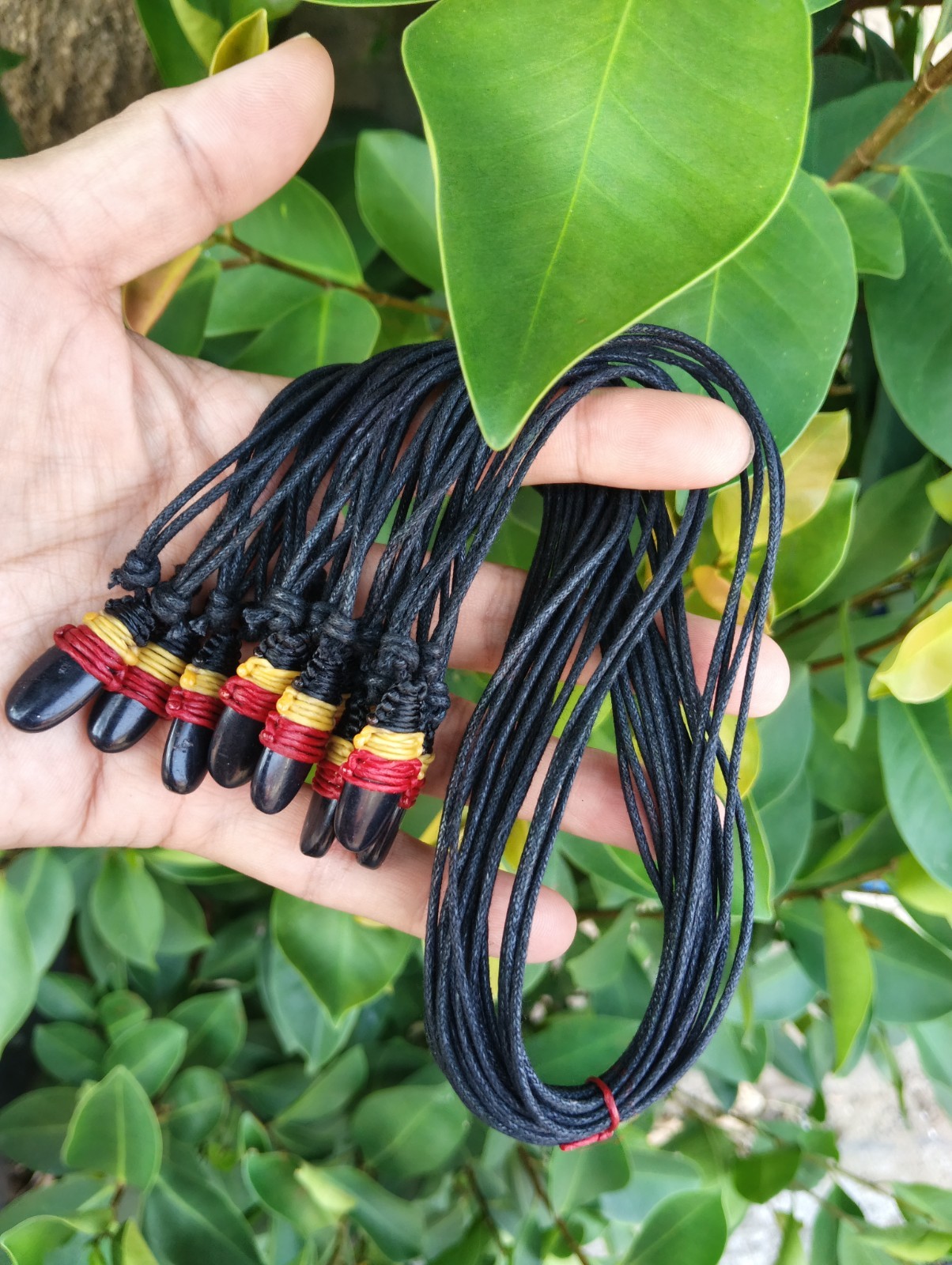 10 Handmade Aboriginal Aborigines Black Stone Cotton Necklaces Wholesale gallery
