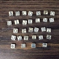 Small 925 Sterling Silver Alphabet Initial Letter Cube Charm A-Z 4.5mm USA