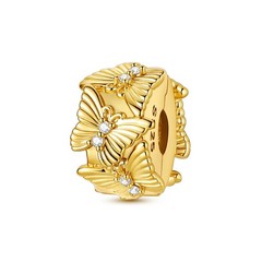 European 925 Sterling Silver Charm Clip Stars Butterfly Love for Women Bracelet