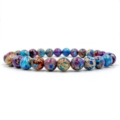 10mm Galaxy Sea Sediment Jasper Stone Bracelet Healing Gemstone Bracelet Gift