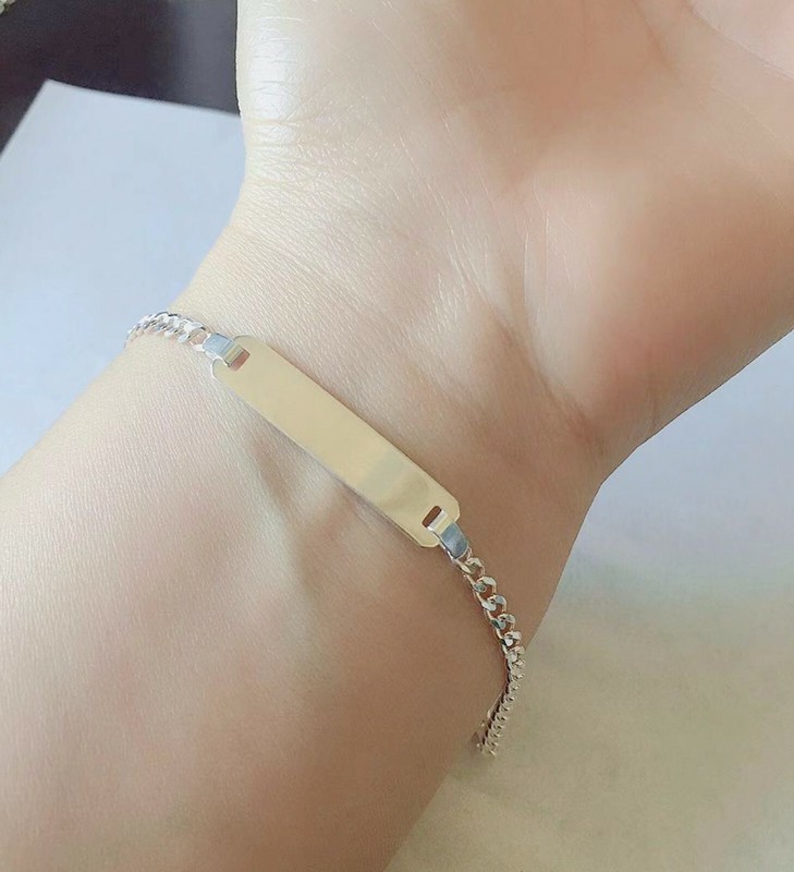 Women 925 Sterling Silver Engrave Bar Rolo Chain Bracelet 6-7" Made in Italy gallery