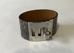 Authentic HERMES Kelly Bracelet Lizard & Silver Hardware Made In France