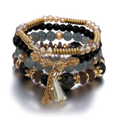 Stack Layering Beads Wrap Bracelet W/ Charms Bohemian Stretch Multi-Color Unisex