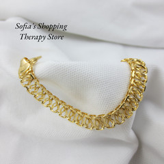 18k Yellow Gold Filled Woven Braided 7.5 in Style Bracelet Width 9 mm Jewelry