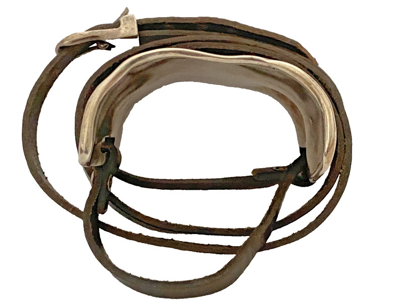 Uno De 50 ~ Silver Plated Cuff Rectangular Wide Wrapped Leather Strap Bracelet gallery