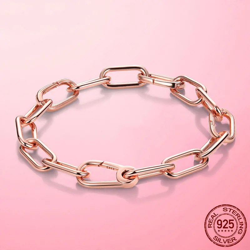 Gold Color Me Bracelet 925 Silver Me Lobster Clasp Chain Link Femme Bracelet gallery