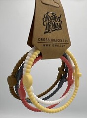 In God We Must Cross Bracelet Religious Silicone 5 Pack Stretchy Large Bracelet