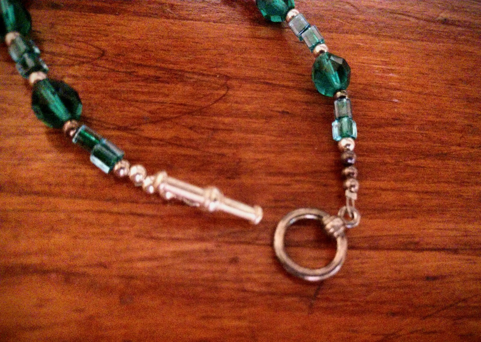 Pretty & Classy Bracelet w/Green Crystals Beads ~ Sterling Silver ~ Handmade gallery