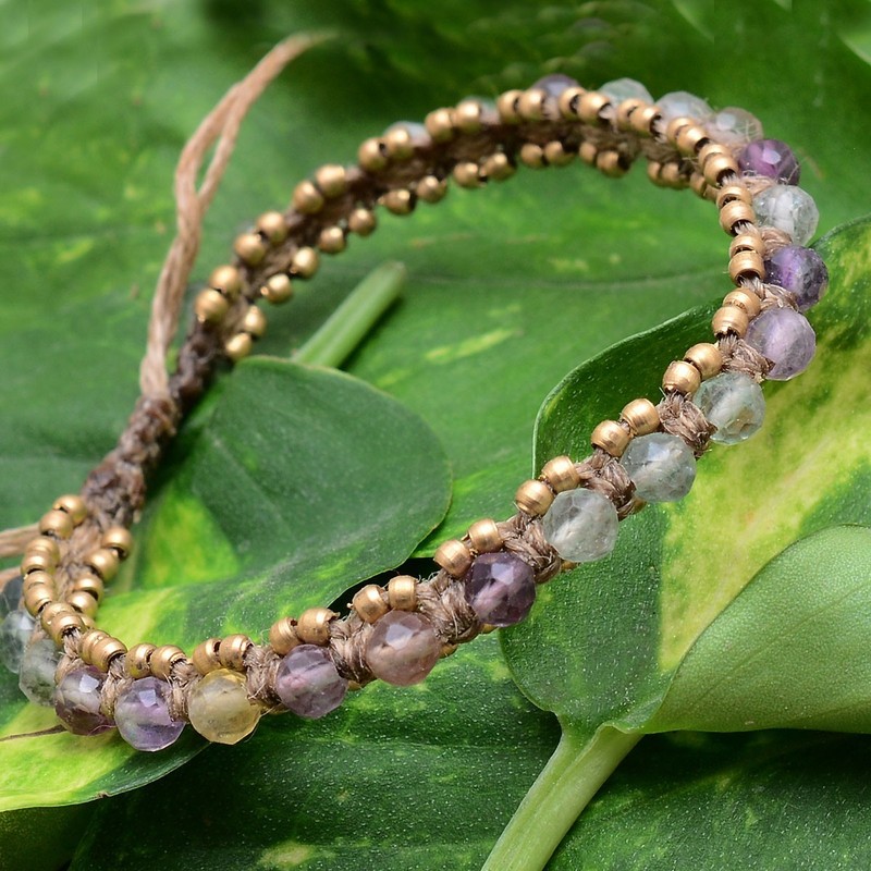 Natural 3MM Fluorite Beaded Micro Macrame Bracelet ~ Handmade Crystal Jewelery gallery