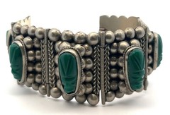 Alpaca Green Agate Stone Fashion 7” Bracelet Made in Mexico 72.8g