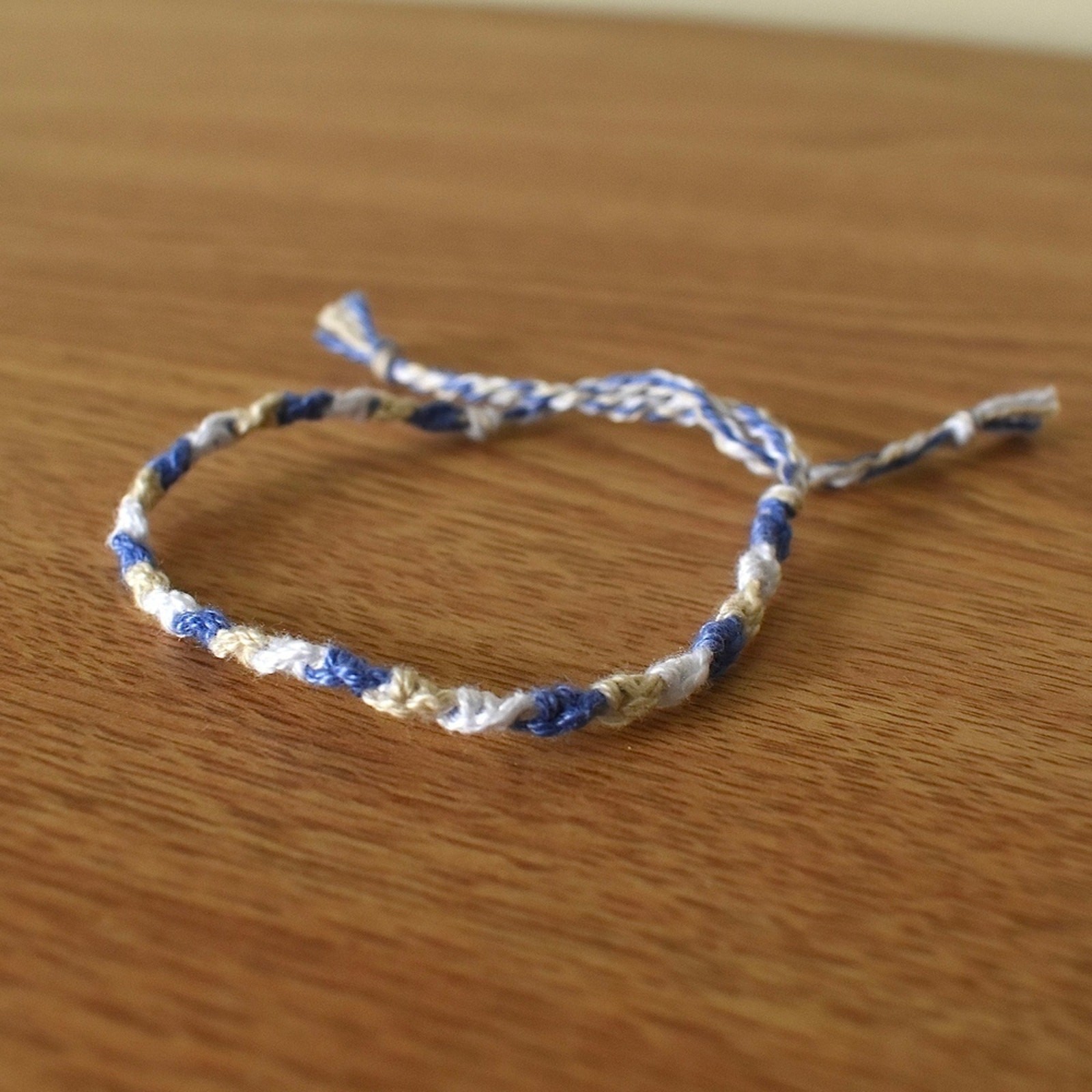 Blue Cream Rope Woven Bracelet gallery