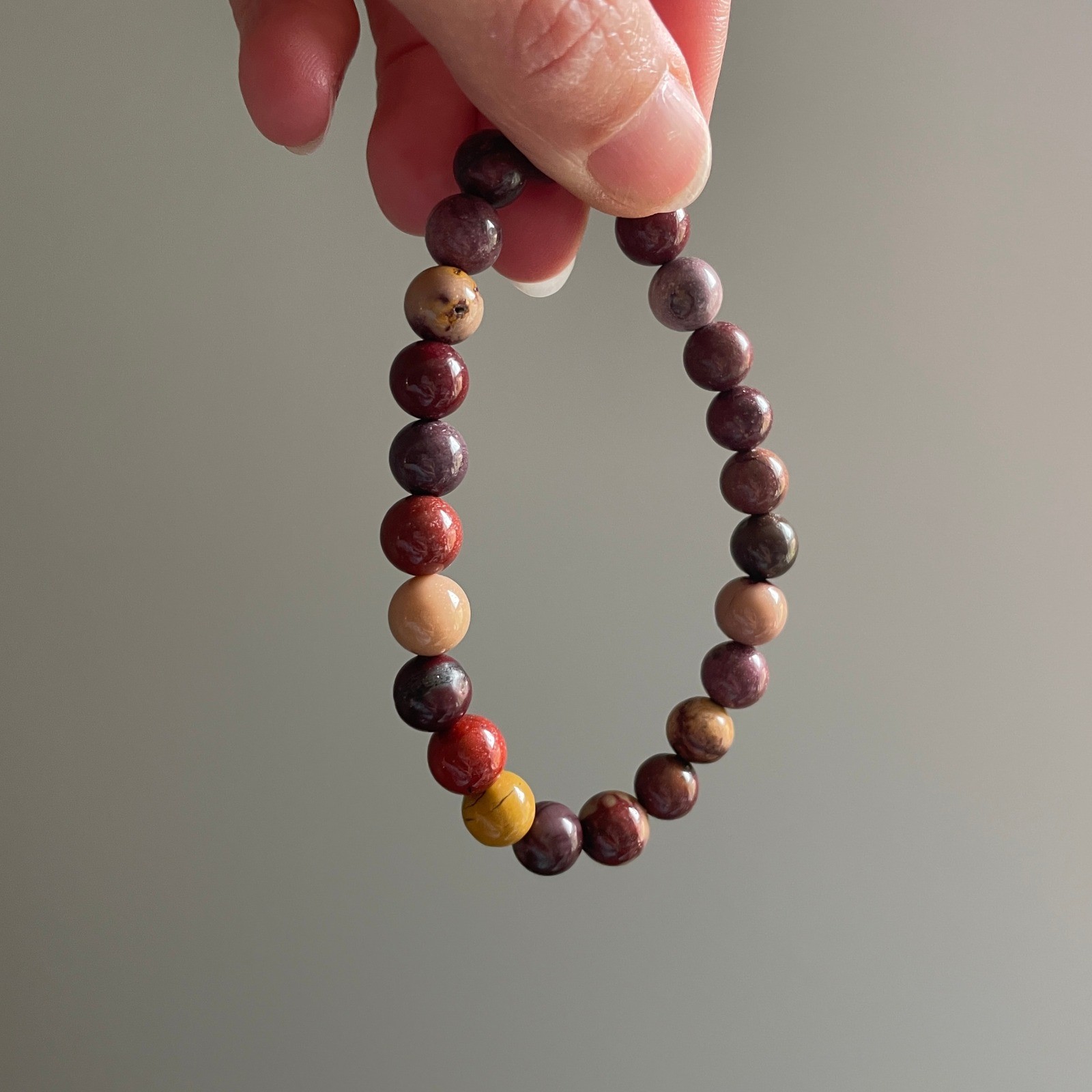 Stone Beaded Stretch Bracelet Purple Brown Power Beads Chunky Early 2000s gallery