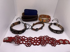 bracelet lot all leather snap buckle tie new & used multiolor some adjustable