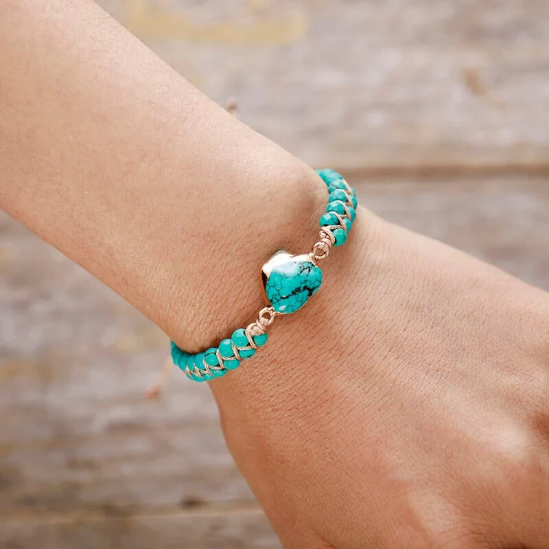 2025HOT Natural Turquoise Raw Stone Emotional Healing Energy Bracelet Reiki Gift gallery