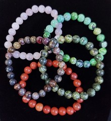Mixed Lot Of Five Genuine Stone Beaded Stretch Braclets