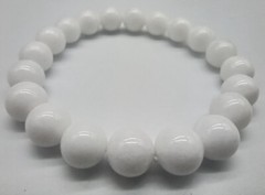 Natural 10mm White Porcelain Jade Round Gemstone Bead Bracelet 7.5″ AAA