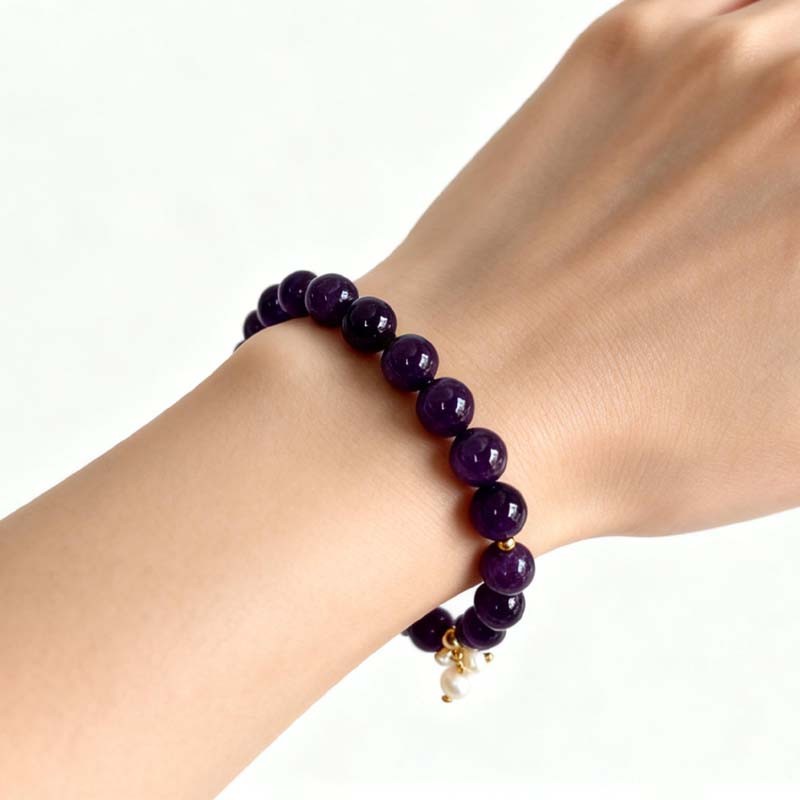 Banana Republic Amethyst Bead Stretch Bracelet Women Party Vacation Jewelry Gift gallery