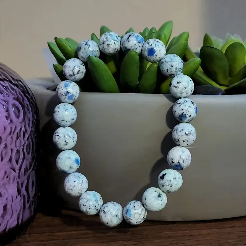 Natural K2 Azurite Jasper Crystal Stretch Bracelet 8mm Bead Healing Balance Gift gallery