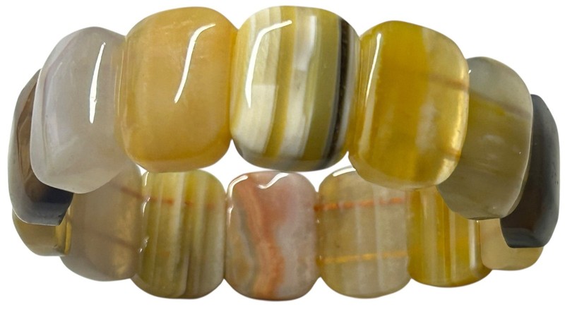 Yellow Agate Bracelet Rectangular Polished Natural Stone Jewelry Expand Fit gallery