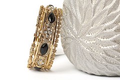 Women’s Fashion Gold Black Bangles Bracelets Set Black/Gold
