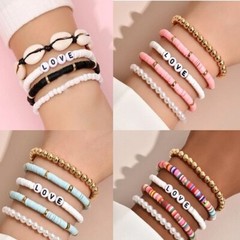 Boho Clay Beach Bohemian Bead Stretch Stackable Bracelets Bangles Surfer Heishi