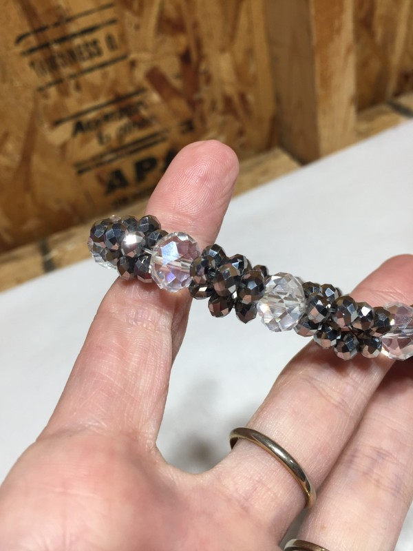 NEW Cookie Lee Stretch Bracelet Metallic Gray Clear Crystal Beads Genuine gallery