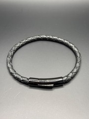 5mm MEN’S HANDMADE Black Braided Leather Bracelet 8in Long – BLACK CLASP