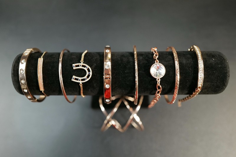 10 Pc Bracelet Rose Gold Tone Lot Assorted Mixed Styles Bangles Cuffs Chain I26 gallery