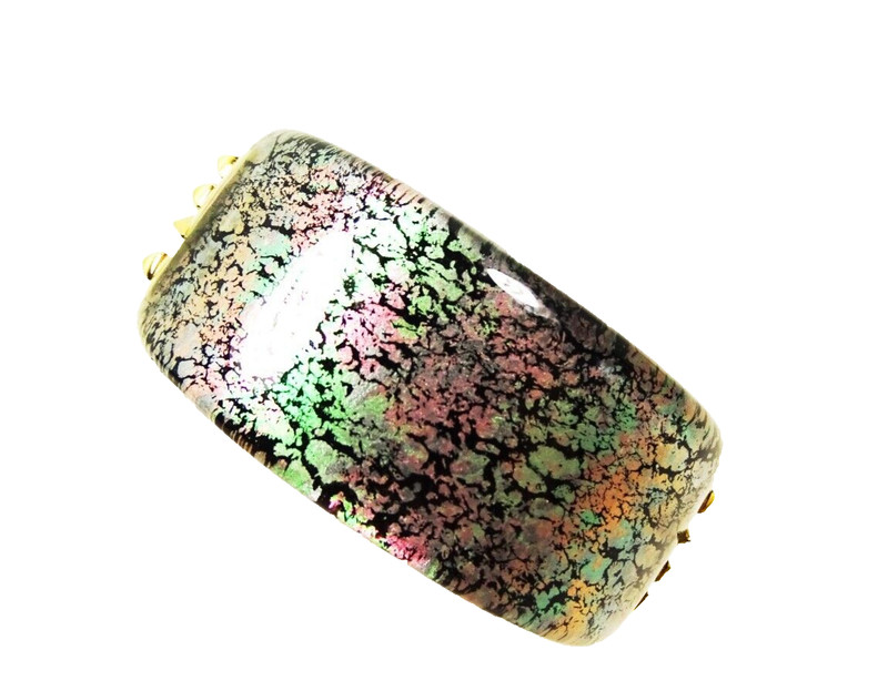 ALEXIS BITTAR Gold Plated Multicolor Glossy Lucite Hinged Bangle Bracelet gallery