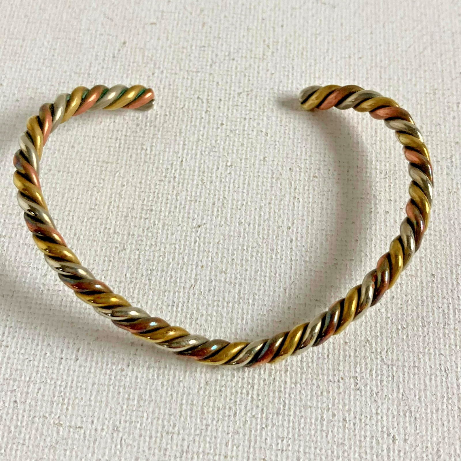 Bracelet Silver Copper Brass Twist V Shape Hugs Arm 6" Adjustable gallery