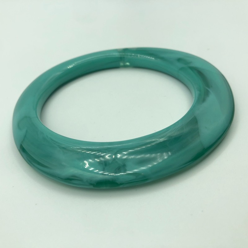 STATEMENT Bangle Asymmetric Blue Green Swirl Design Boho Christmas Retro gallery