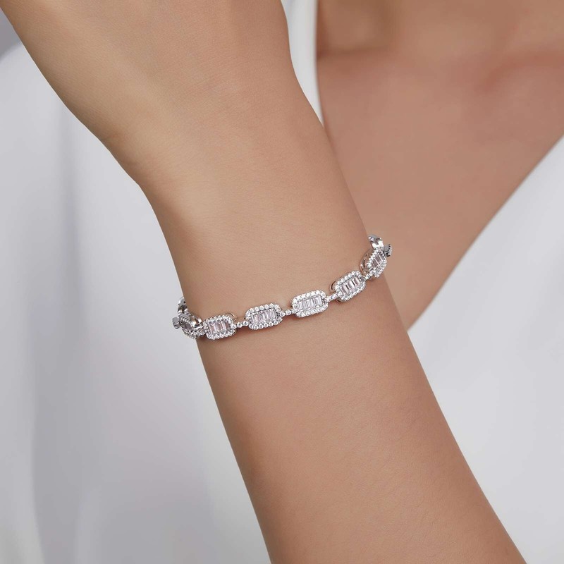 *BRAND NEW* Sterling Silver Platinum-Bonded 9.94CTW Fancy Link Bracelet gallery