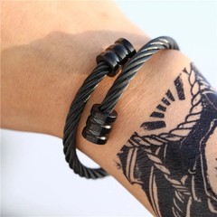 Men’s Black Stainless Steel Bangles Charm Luxury Wrist Cuff Bracelet Jewelry