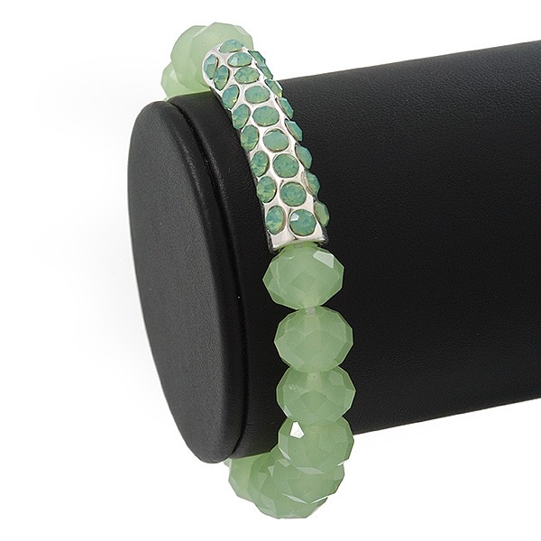 Light Green Mountain Crystal and Swarovski Elements Stretch Bracelet - Up to gallery