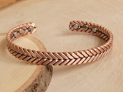Matte Pure Solid Copper Magnetic Bracelet Arthritis Therapy Cuff Herringbone