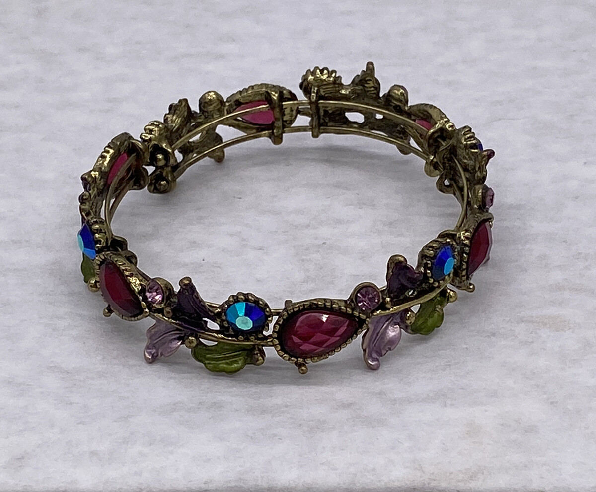 Gold Tone Color Rhinestone Vine Cuff Bracelet Colorful gallery