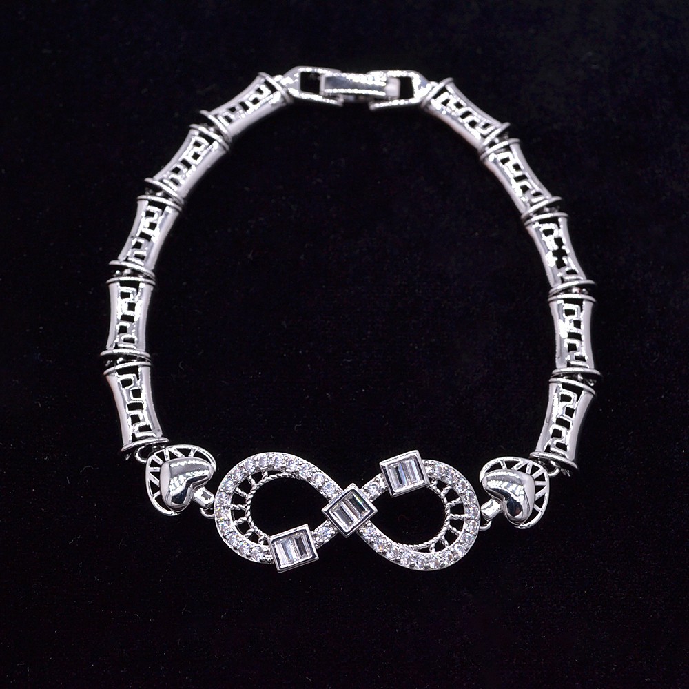 18K White Gold Filled Women Stylish Clear Topaz Infinity Symbol Bracelet Jewelry gallery