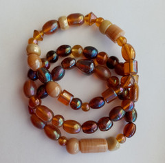 NEW SET OF 3 BROWN GLASS BEADED BRACELETS, BUY ANY 2 GET 3RD FREE