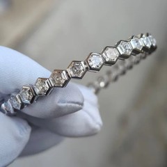 15 CT Hexagonal Cut Simulated Diamond Tennis Link Bracelet 14k White Gold Plated