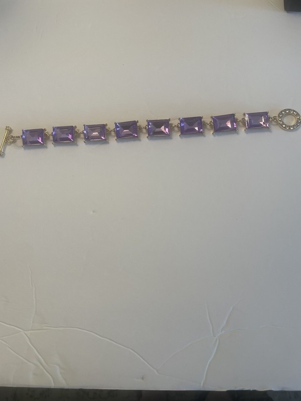 Plus Size Amethyst Crystal Bracelet 9 inches NWT Handmade by Sheoma gallery