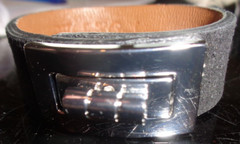 Mark and Graham Leather Turnlock bracelet black suede mono ECS New wo tag