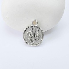 5 Snowdrop Charms Double Sided Pendant, Earring Antique Silver 16x13mm G37928