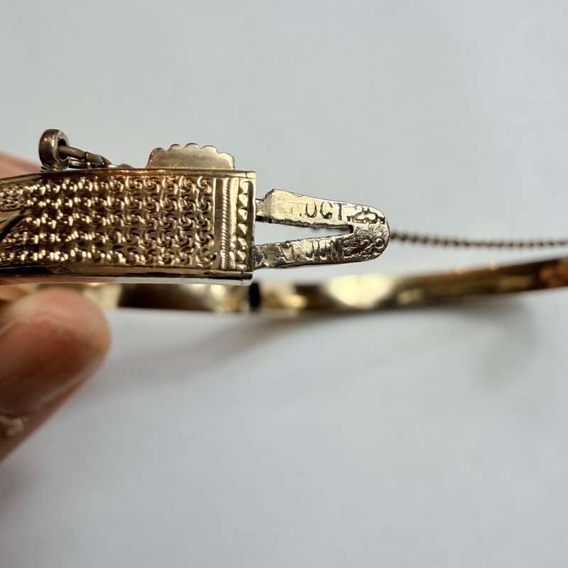 Antique Victorian Gold Filled Taille d'Epargne Bangle Bracelet gallery