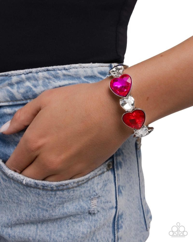 Paparazzi Heart Habit - Multi - Multiple Color Heart Gems - Stretch Bracelet gallery